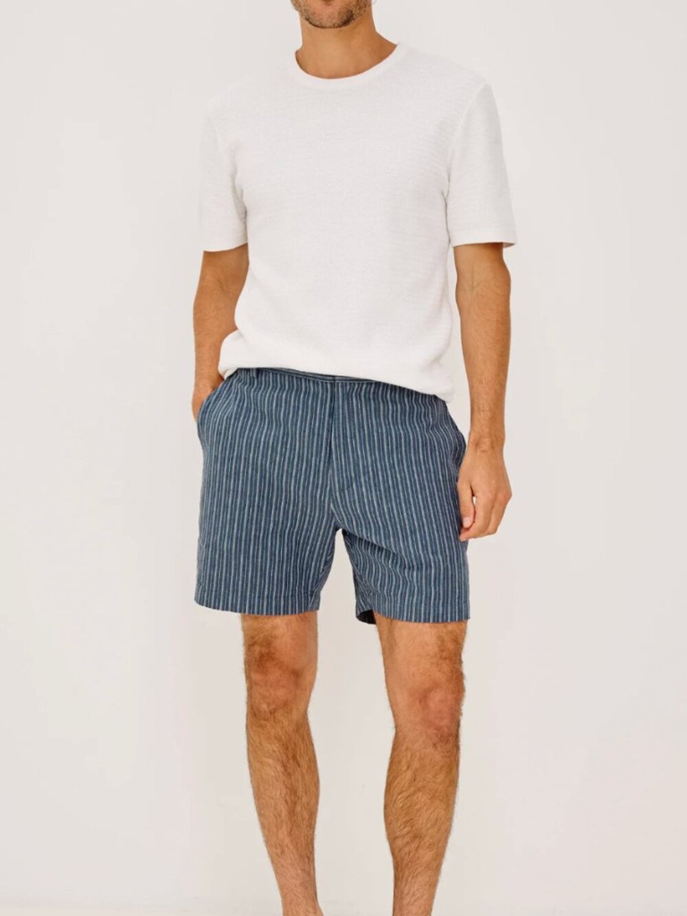 Rails Wilson Linen Blend Tailored Shorts Size 30 Navy Multi Stripe